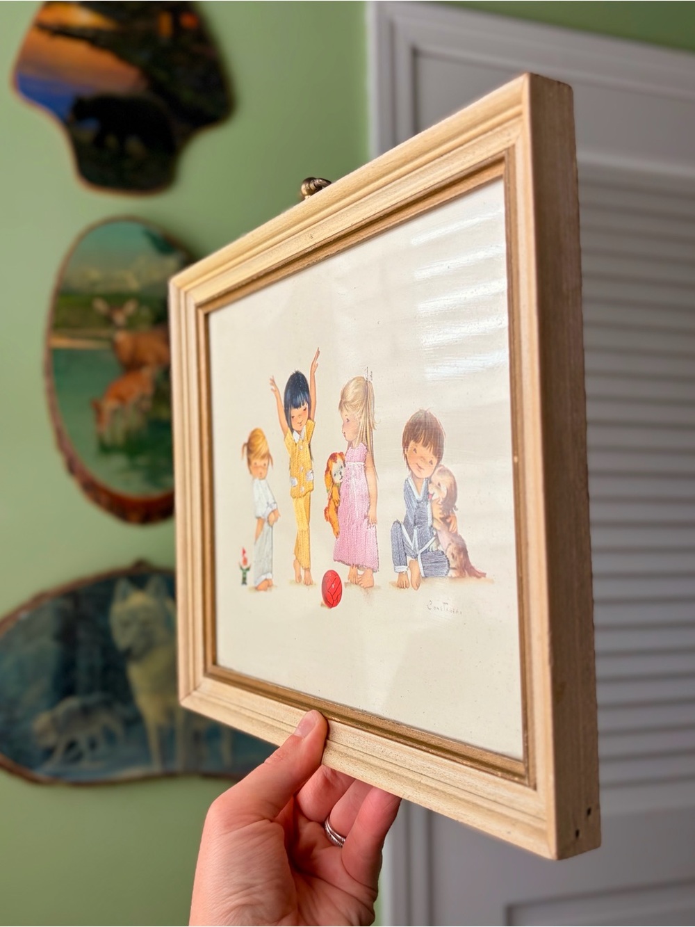Vintage Decorative Wall Art Print with Children Illustration In Pajamas - Picture 3 of 8